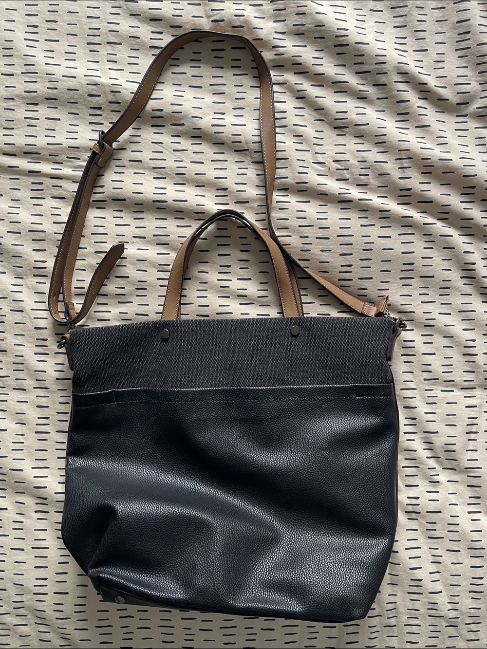 Reitmans Black and Tan Two-Tone Tote